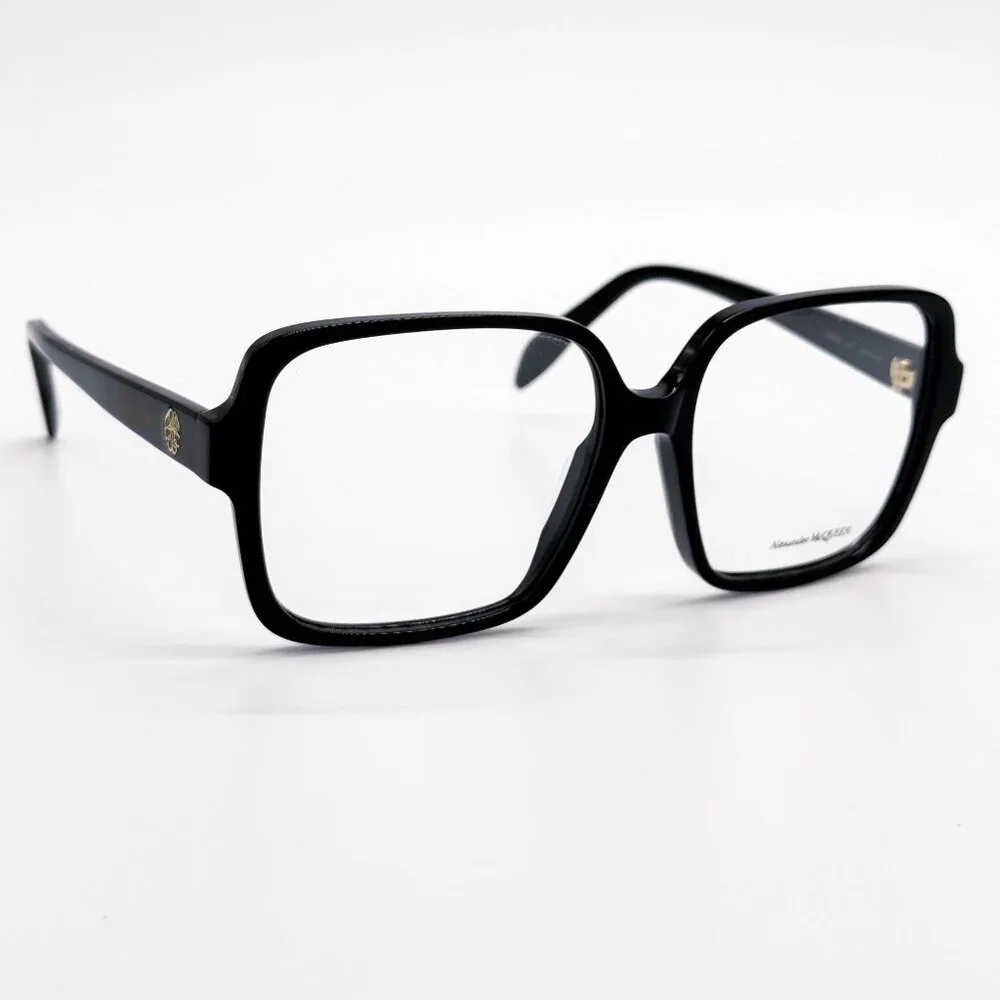 NEW ALEXANDER MCQUEEN EYEGLASSES AM0286O 001 SQUARE BLACK WOMEN EYEWEAR
